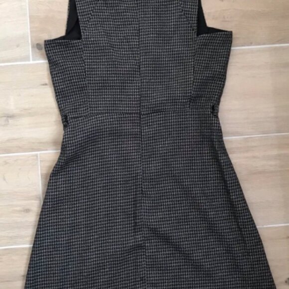 Robe trapèze marron style pied-de-poule/Brown Houndstooth A-Line Dress, Chic - Picture 3 of 5